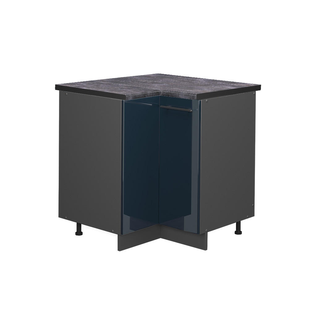 ECKUNTERSCHRANK Fame-Line Dunkelblau Hochglanz 80.5 cm, AP Anthrazit - Anthrazit/Dunkelblau, Holzwerkstoff (80.5/82/60cm) - Vicco