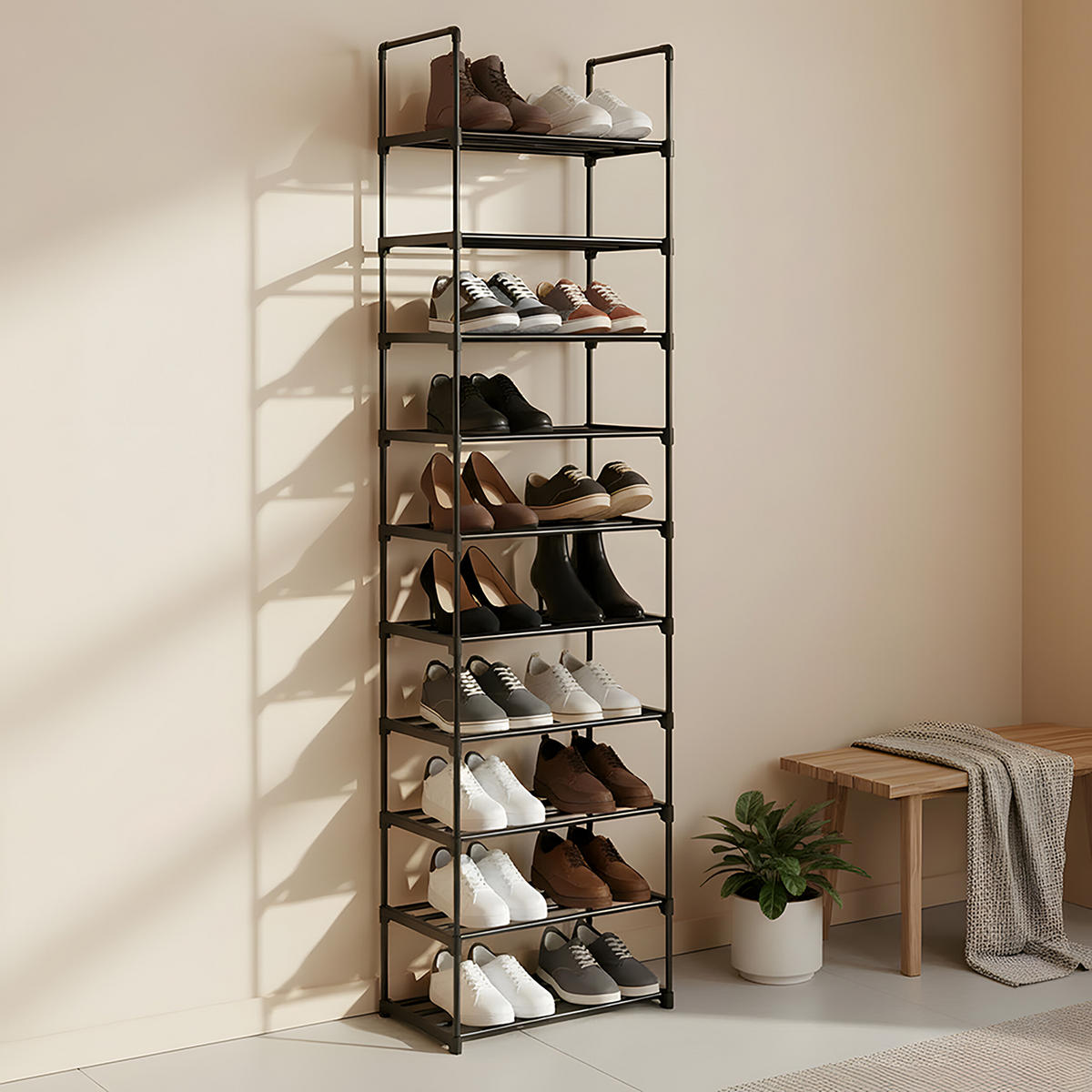 BOTNÍK - černá, kov/plast (45/174/30cm) - Relaxdays