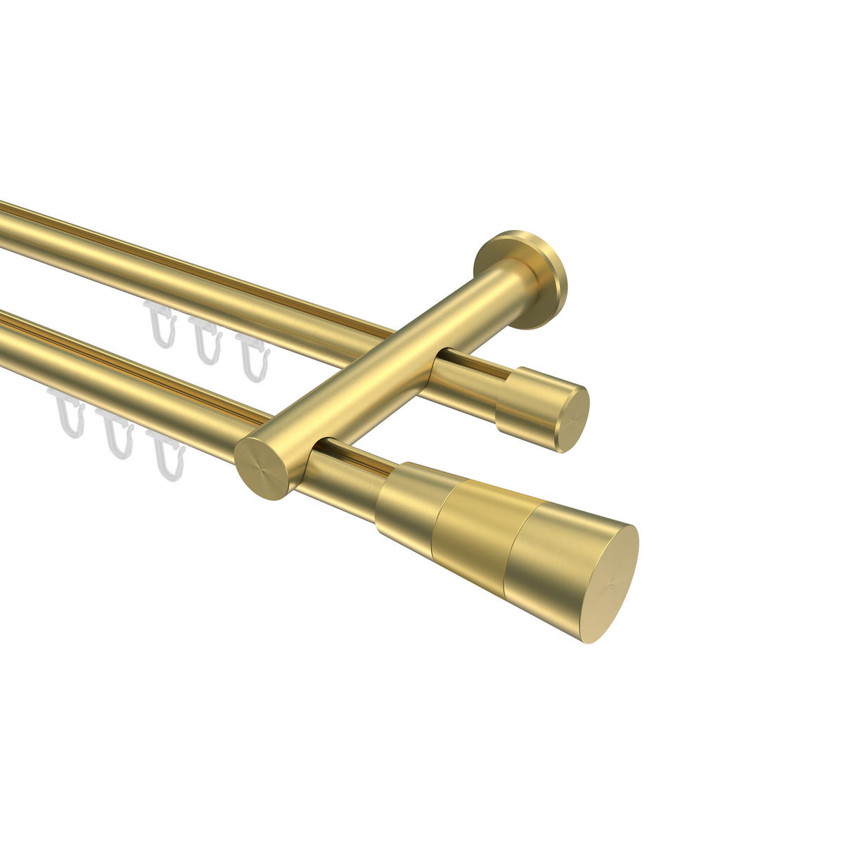 INNENLAUF-GARDINENSTANGEN-SET Platon Tanara 320 cm (geteilt in 2 x 160 cm), 2-läufig, 20 mm Ø Messing-Optik - Messingfarben/Goldfarben, Metall (320cm) - INTERDECO