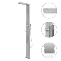 GARTENDUSCHE Edelstahl Quadratisch - Silberfarben, Metall (44/210/15cm) - vidaXL