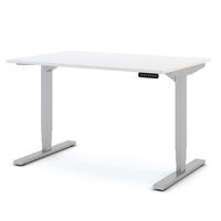 SCHREIBTISCH Elektrisch höhenverstellbarer Schreibtisch Y-Line Signalweiß Weißaluminium 120/80/62-127cm - Weiß Hochglanz/Silberfarben, Holzwerkstoff/Metall (80/120/127cm) - ASSMANN