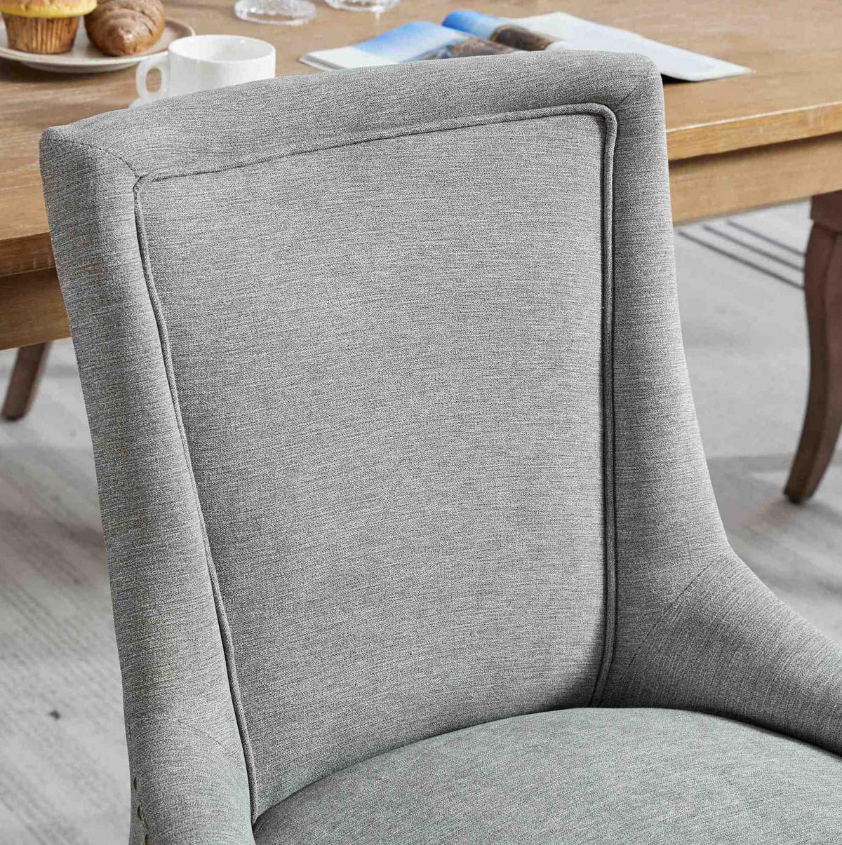 ESSZIMMERSTUHL 2er-Set mit hoher Rückenlehne Chenille Gray - Grau, Holz (55/92.5/61cm) - Meubliv