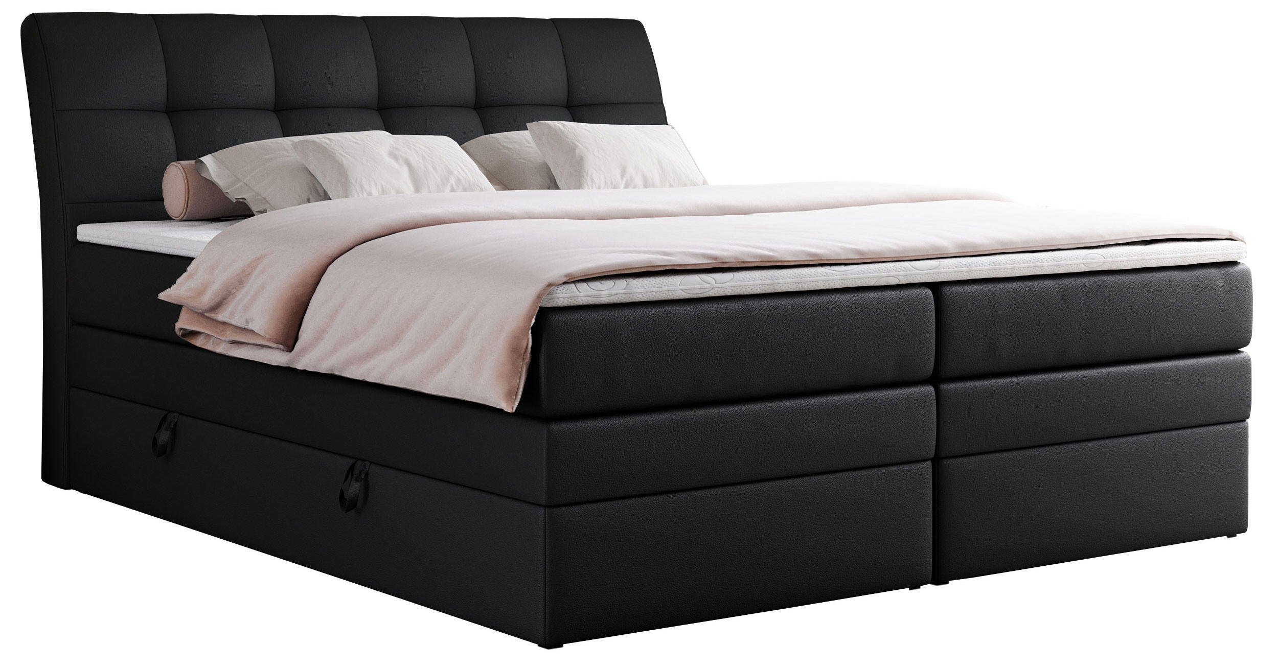 BOXSPRINGBETT GOLD-10 KING 140/200 Schwarz Kunstleder - H3 - Schwarz, Holz/Textil (140/200cm) - MKS