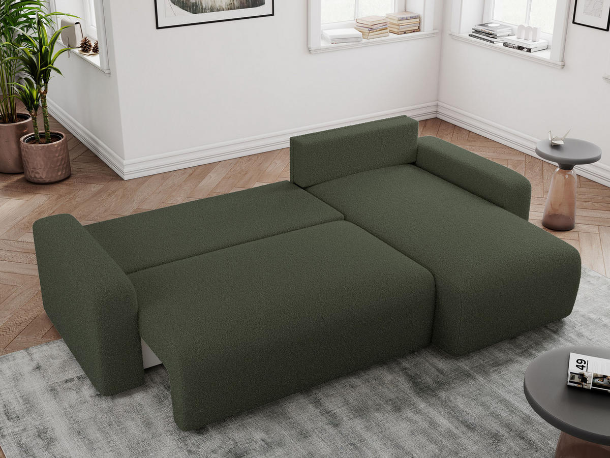 ECKSOFA ARGOS Grün Boucle - Schwarz/Grün, Kunststoff/Textil (245/150cm) - MKS