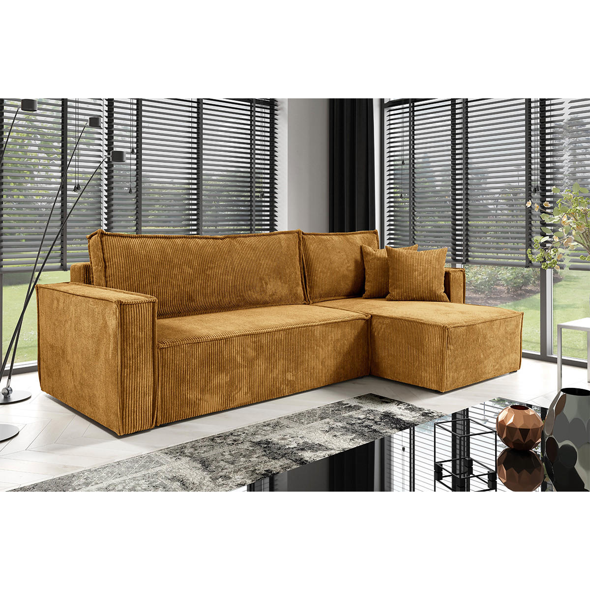 ECKSOFA Ezekiel 3 Sitzplätze Gelb - Gelb, Holz (236/145cm) - Petits-meubles