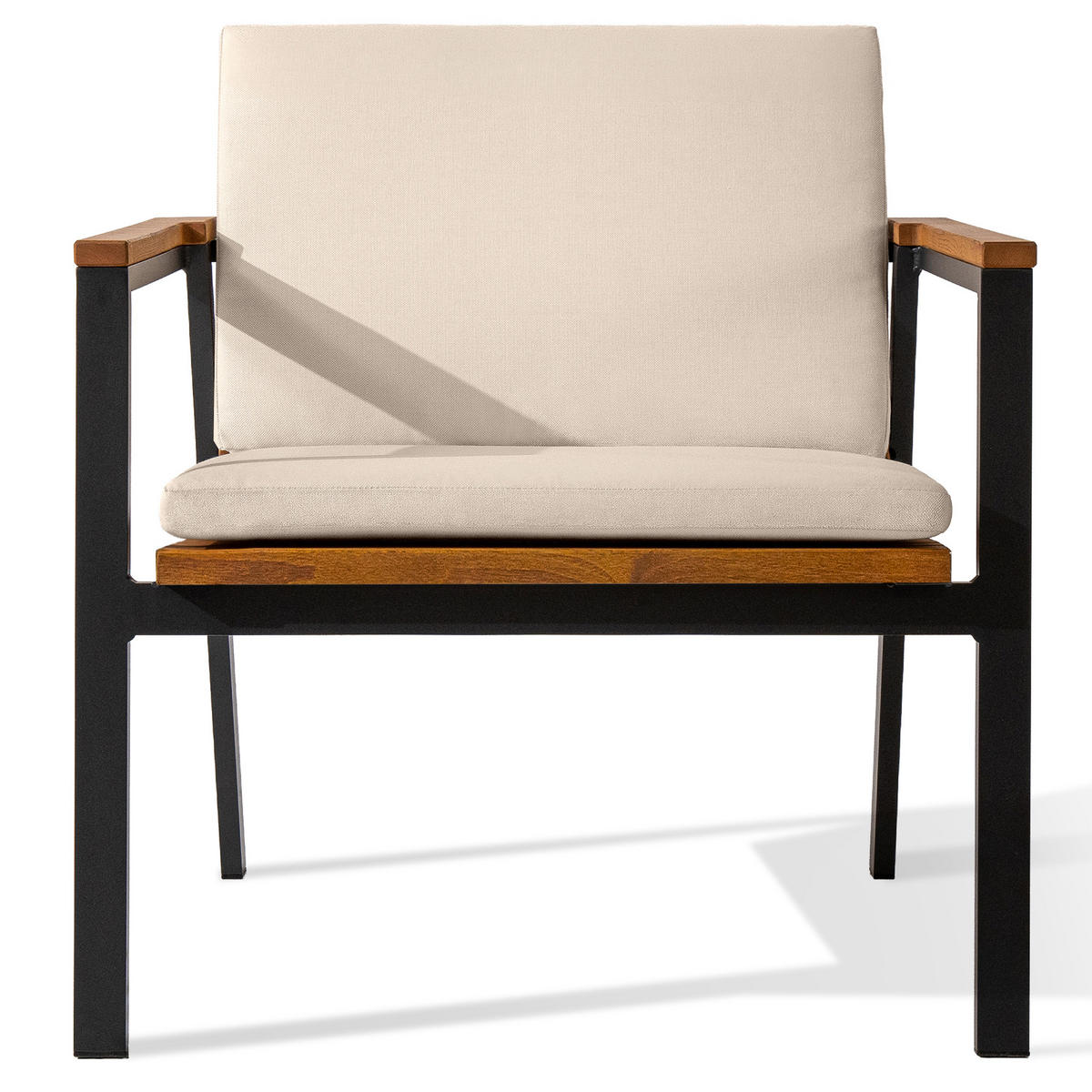GARTENMÖBELSET ARIATO 3-tlg, mit Kissen - Anthrazit/Beige, Holz/Metall - KONSIMO®