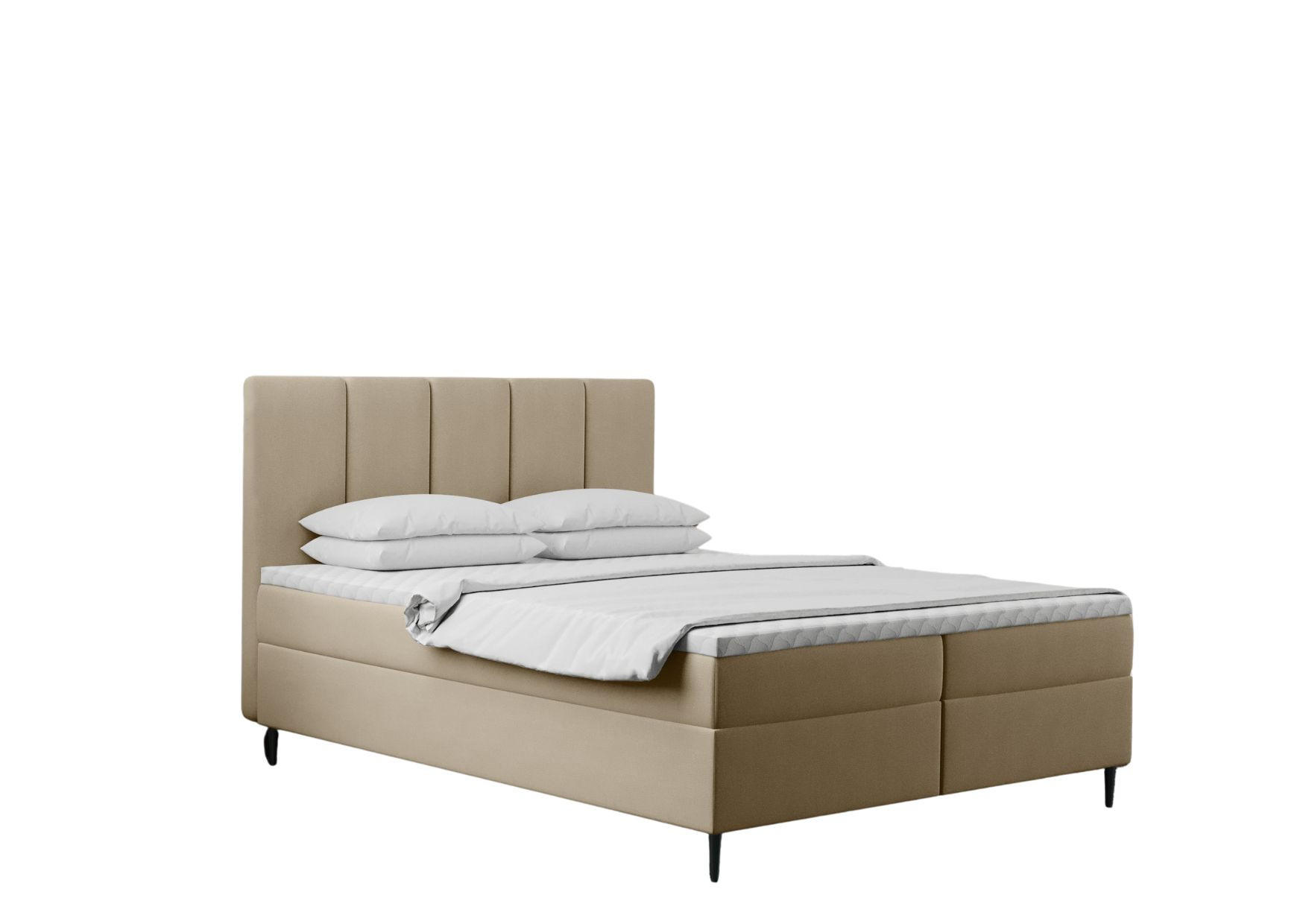 BOXBETT Mit Bettkasten Und Matratze POEL Ecru 180x200 cm H3-Bonell - Ecru/Mooreichefarben, Holz/Holzwerkstoff (180/200cm) - Kaiser Möbel