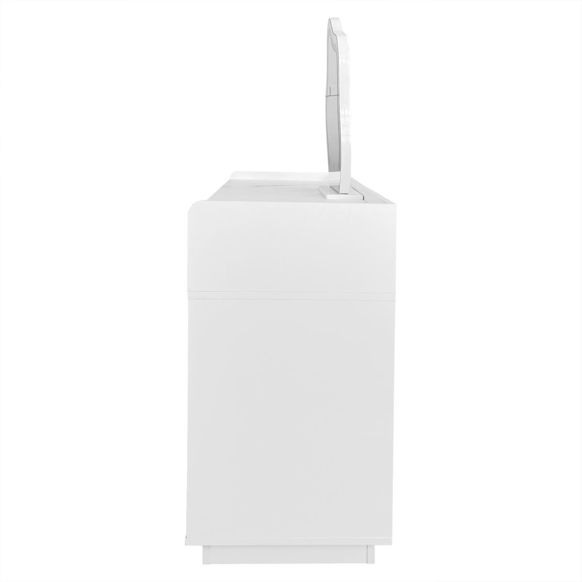 TOALETNÍ STOLEK bílý s LED zrcadlem, 3 zásuvkami a flexibilní montáží - bílá, kompozitní dřevo (100/75/40cm) - Urban Meuble