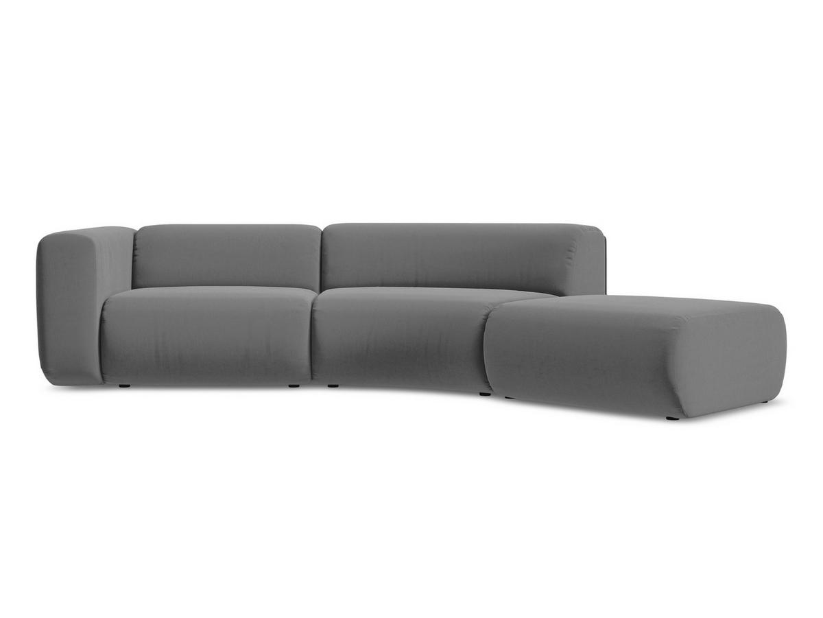 4-SITZER-SOFA Samt Stoff Grau - Schwarz/Grau, Kunststoff/Textil (335/70/166cm) - Makamii