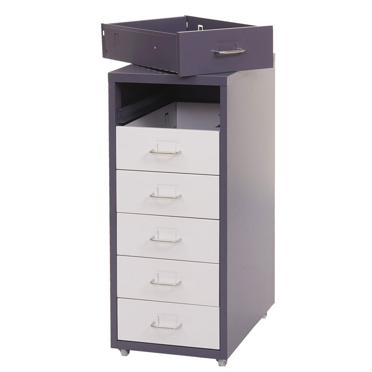 ROLLCONTAINER Weiß, Anthrazit - Anthrazit/Weiß, Metall (28/69/41cm) - MCW