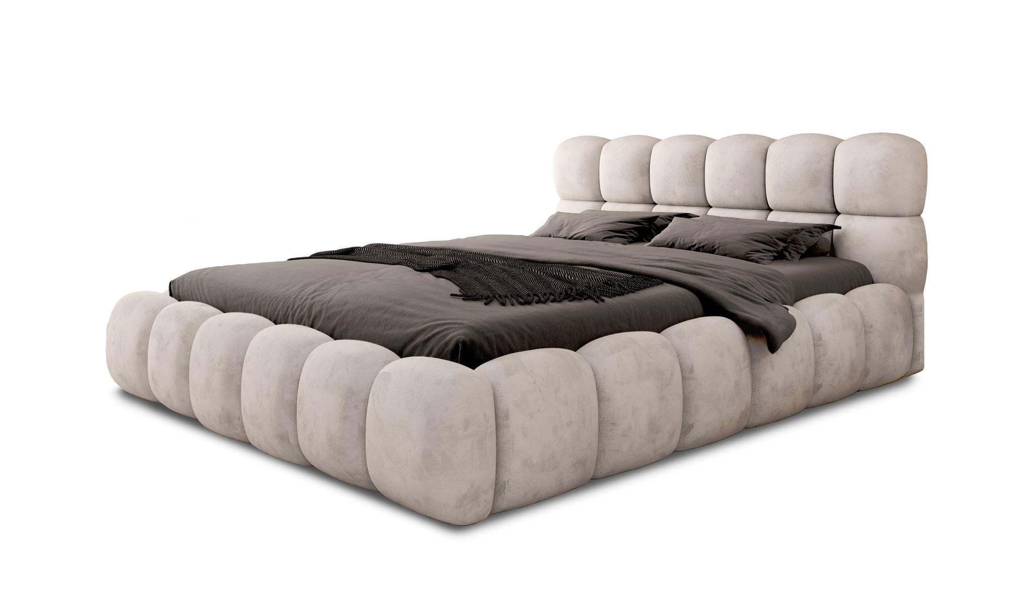 POLSTERBETT Aurelia Komplettset - Creme, Holzwerkstoff/Textil (180/200cm) - Fun Möbel