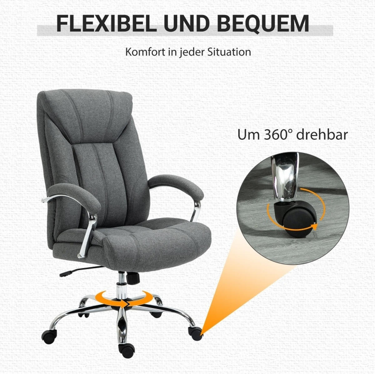 DREHSTUHL 65/78/110-118 cm, ergonomisch, höhenverstellbar und gepolstert, grau - Grau, Kunststoff (78/118/65cm) - Redom