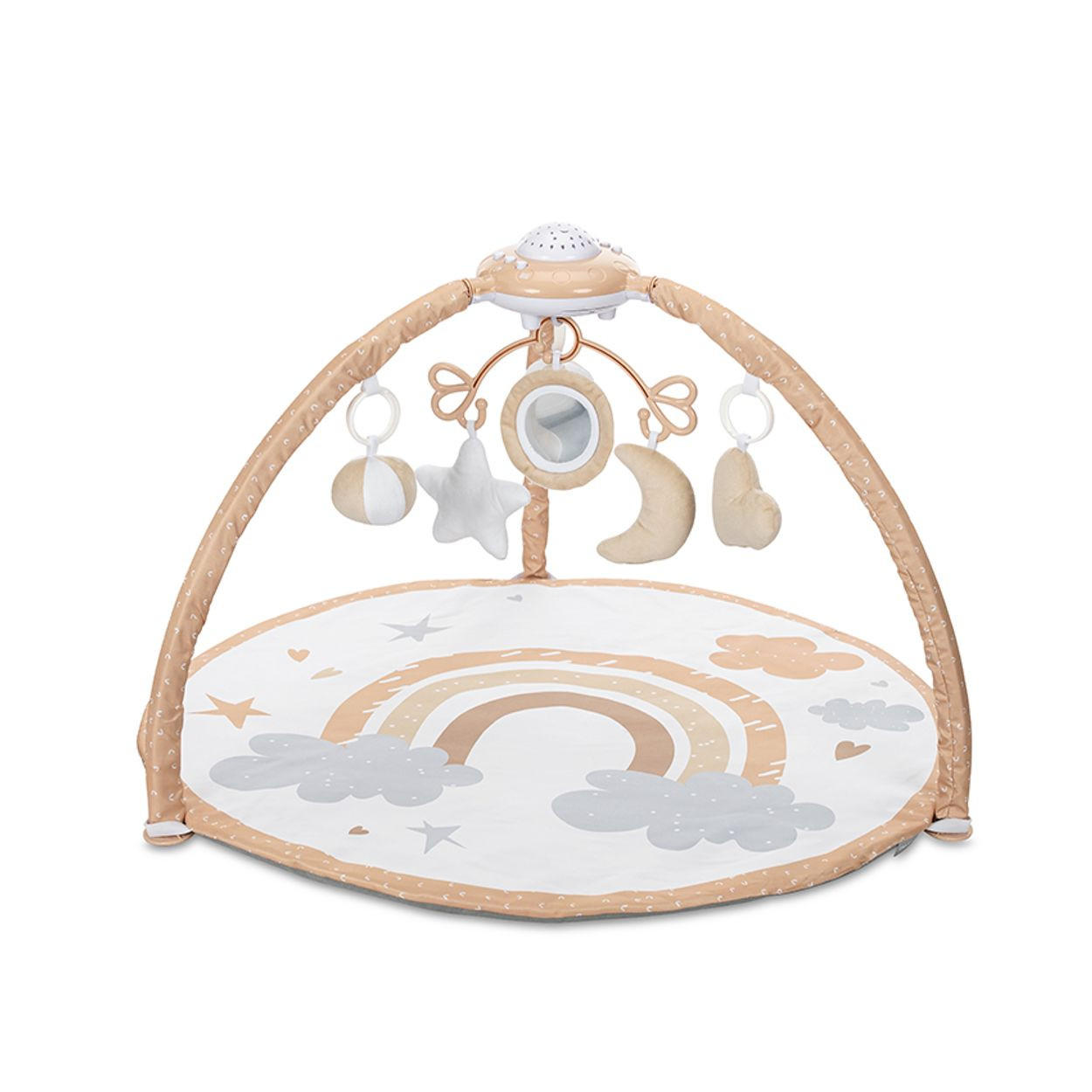 SPIELBOGEN Projector beige Musikfunktion, Rassel, Spiegel, Greiflinge, ab Geburt, Projektor - Beige, Textil (88/56/88cm) - Lorelli