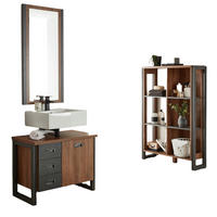 BADMÖBEL-SET 3-teilig Eiche Stirling, Matera grau, Badkombination 191 x 205 cm - Eichefarben/Grau, Holzwerkstoff (191/205/40cm) - Furn.Design