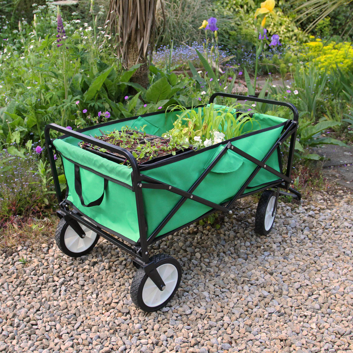 GARTENWAGEN Faltbar Grün - Grün, Textil/Metall (53/113/98cm) - Monstershop