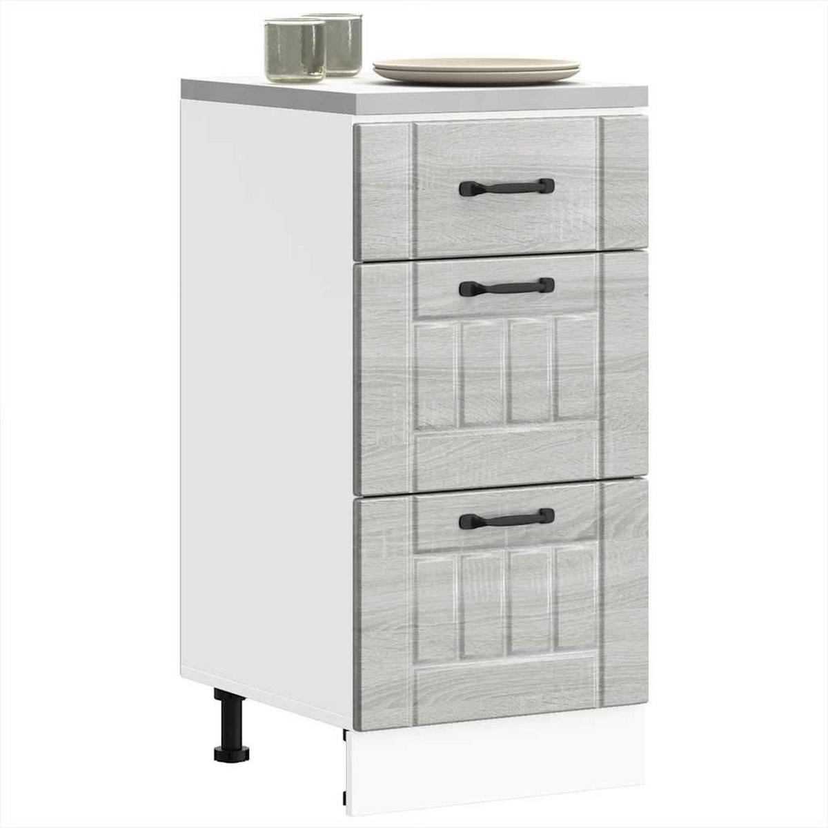 KÜCHENUNTERSCHRANK Maro Grau Sonoma 40x46x81,5 cm - Grau, Holz (40/81.5/46cm) - DELUKE