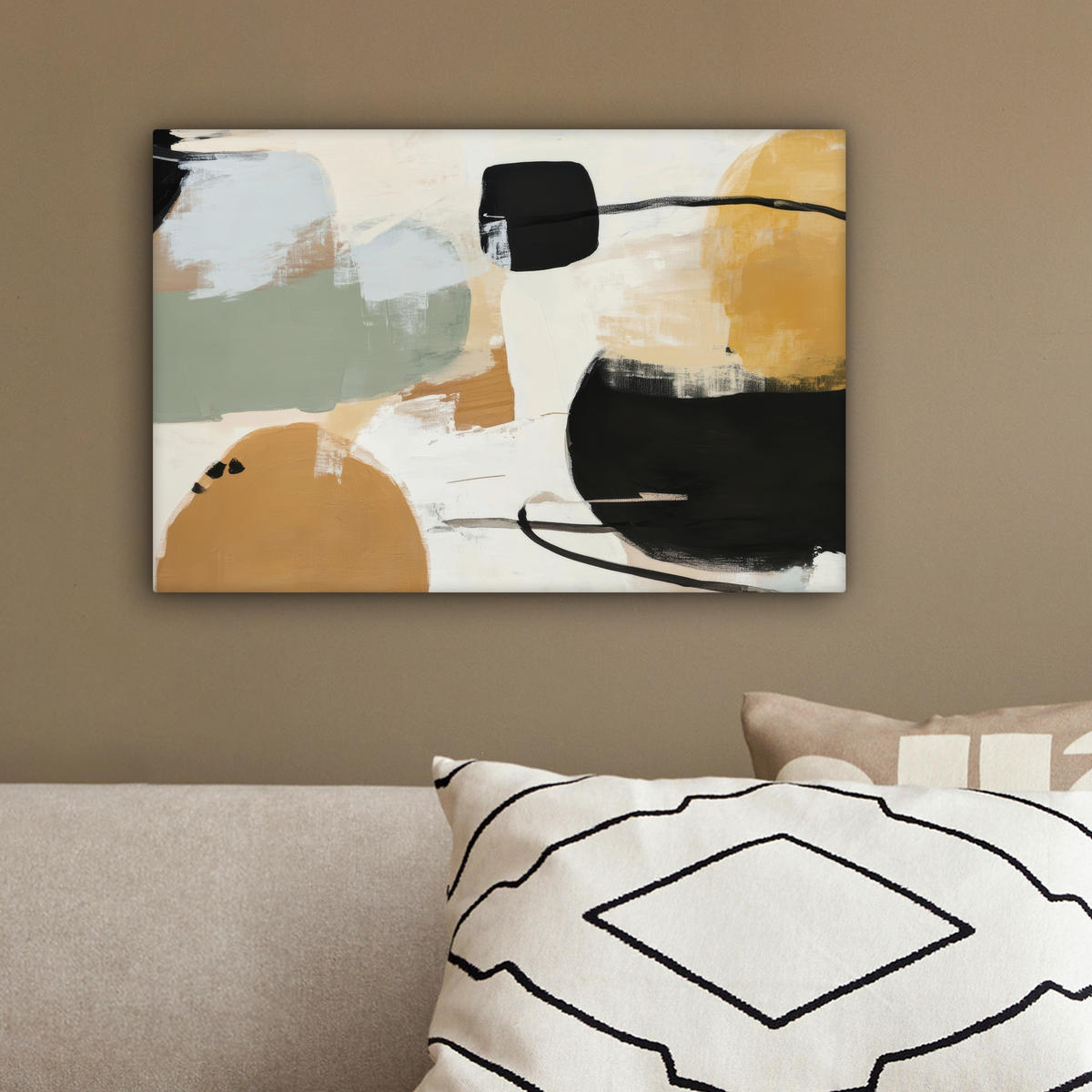 LEINWANDBILD Farbe - Abstrakt - Farben 30x20 cm - Currygelb, Textil (30/20cm) - MuchoWow