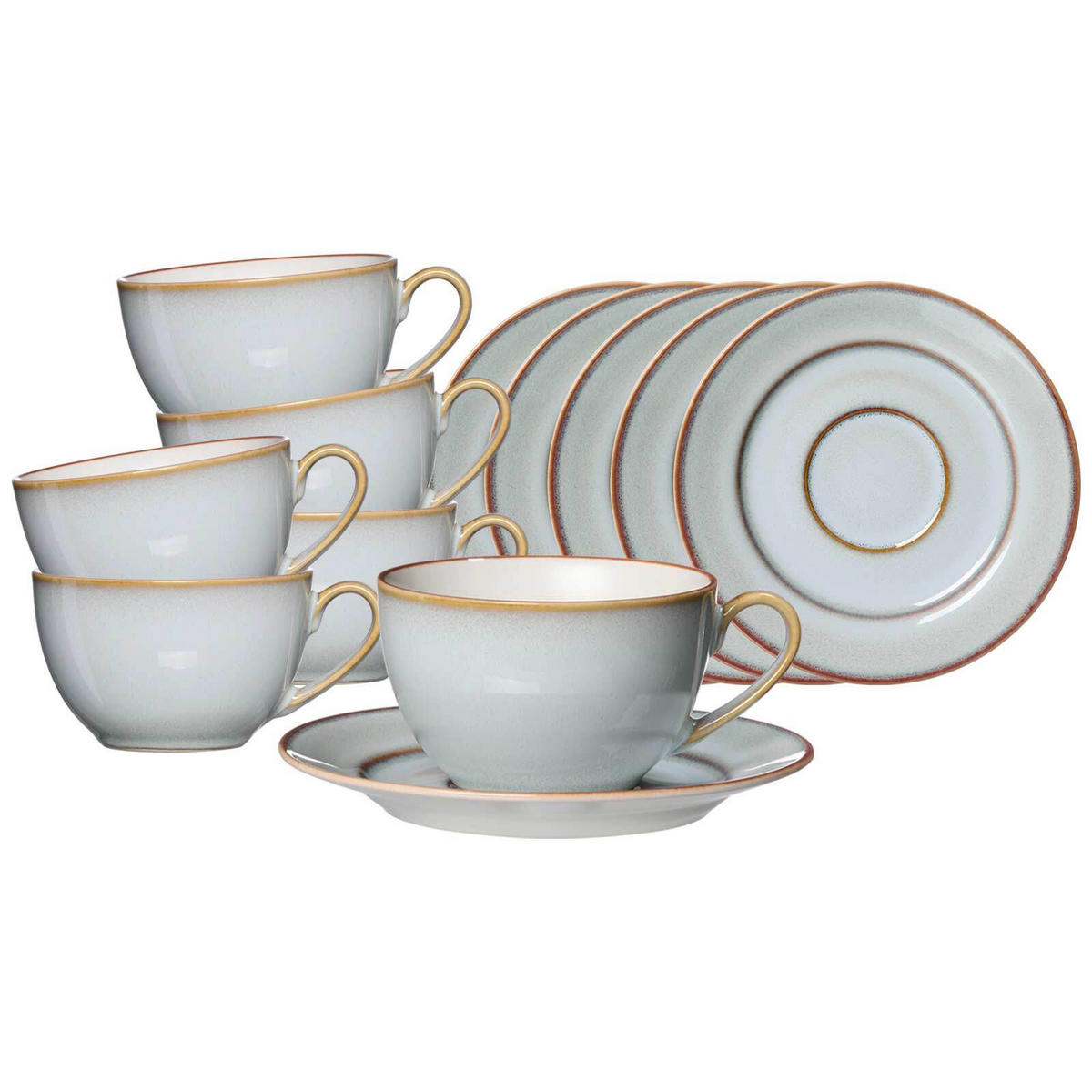 KAFFEETASSEN MIT UNTERTASSEN Portofino grau 220 ml 6er Set - Grau, Keramik (15.5/8/15.5cm) - Ritzenhoff Breker