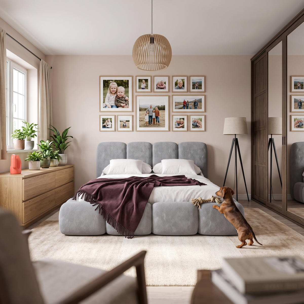 POLSTERBETT SUENO MAXI 180x200 cm in Grau, gepolstertes Kopfteil, Metalllattenrost, Bettkasten, Chenille-Stoff - Naturfarben/Grau, Holz/Textil (180/200cm) - Muffo