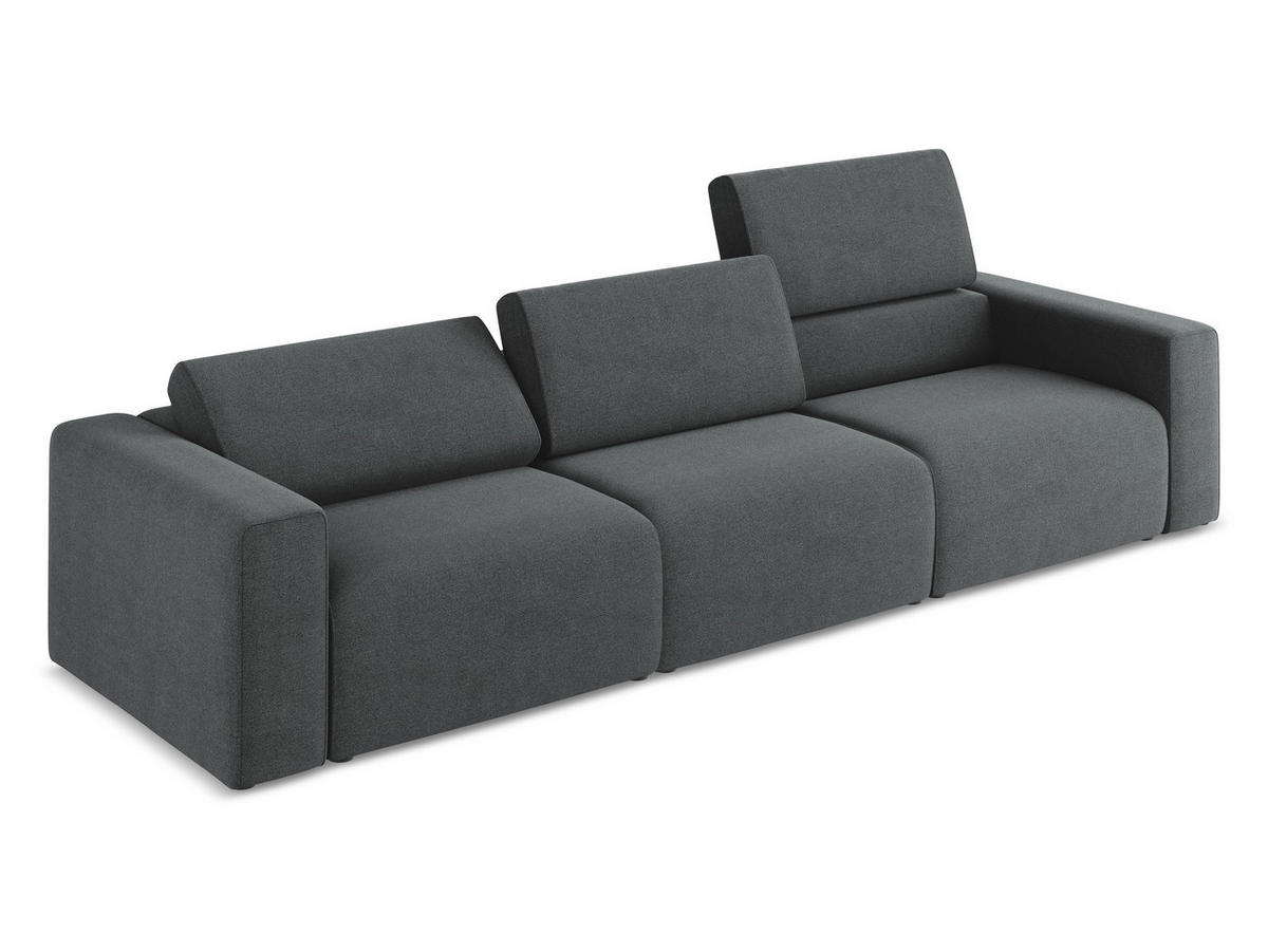 ECKSOFA mit Schlaffunktion links Chenille Stoff Grau - Blau/Schwarz, Kunststoff/Textil (149/210cm) - Makamii