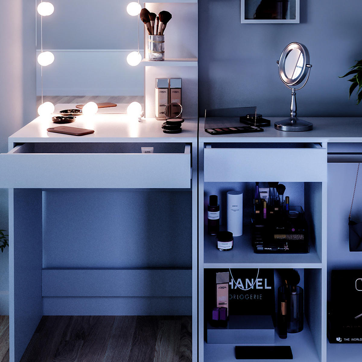 TOALETNÍ STOLEK Isabelle Bílá - bílá, kompozitní dřevo (140/140/40cm) - Vicco