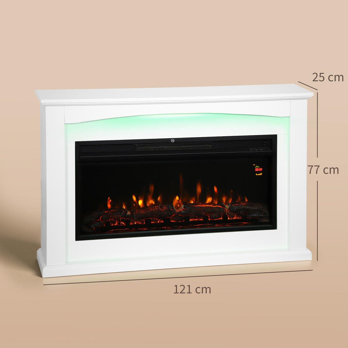 ELEKTROKAMIN DE-17067 1000/2000 W mit 5 Helligkeiten Weiß - Weiß, Holzwerkstoff (121/77/25cm) - ComfortXL