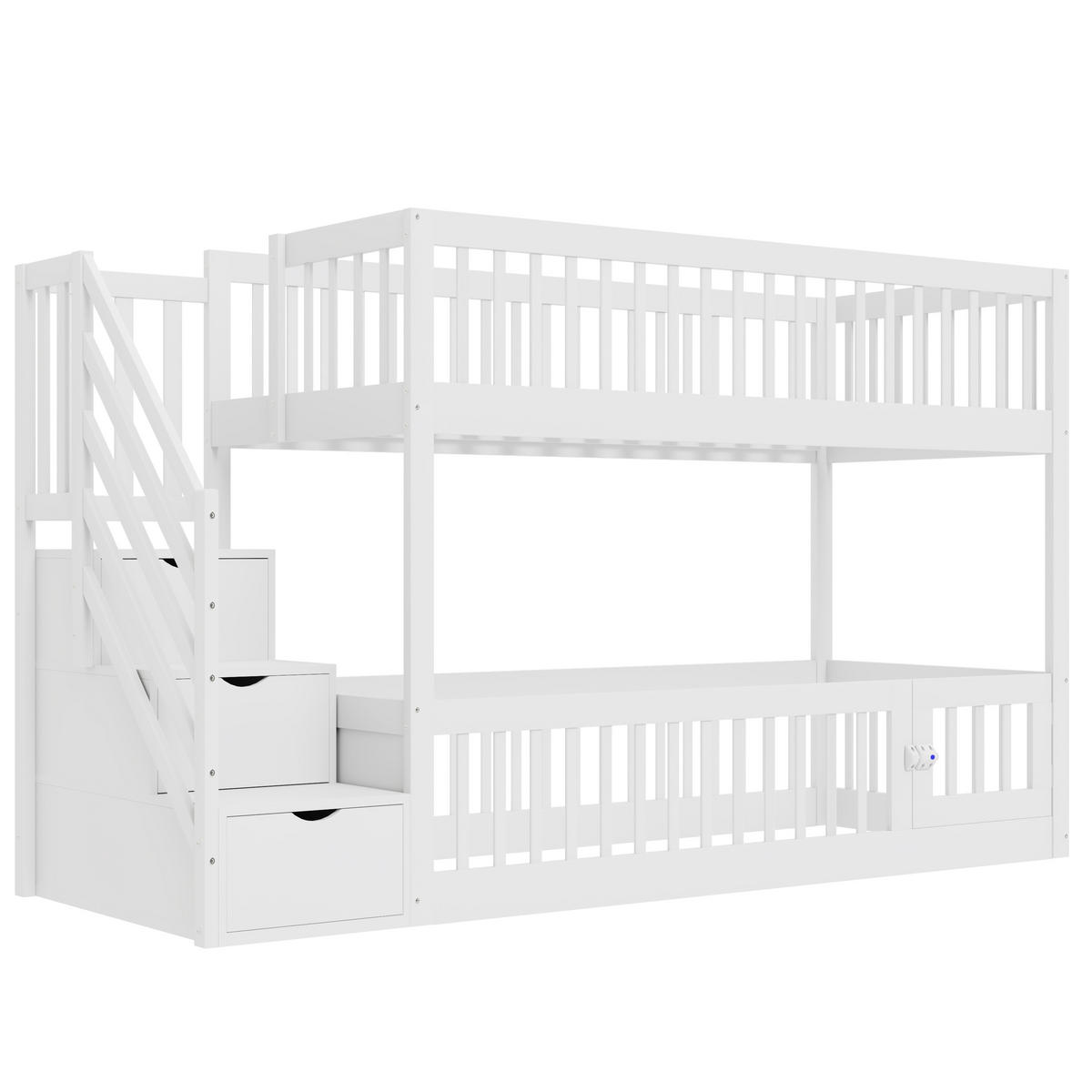 ETAGENBETT Kinder Weiß 90x200 cm 2-tlg. - Weiß, Holz (90/200cm) - ComfortXL