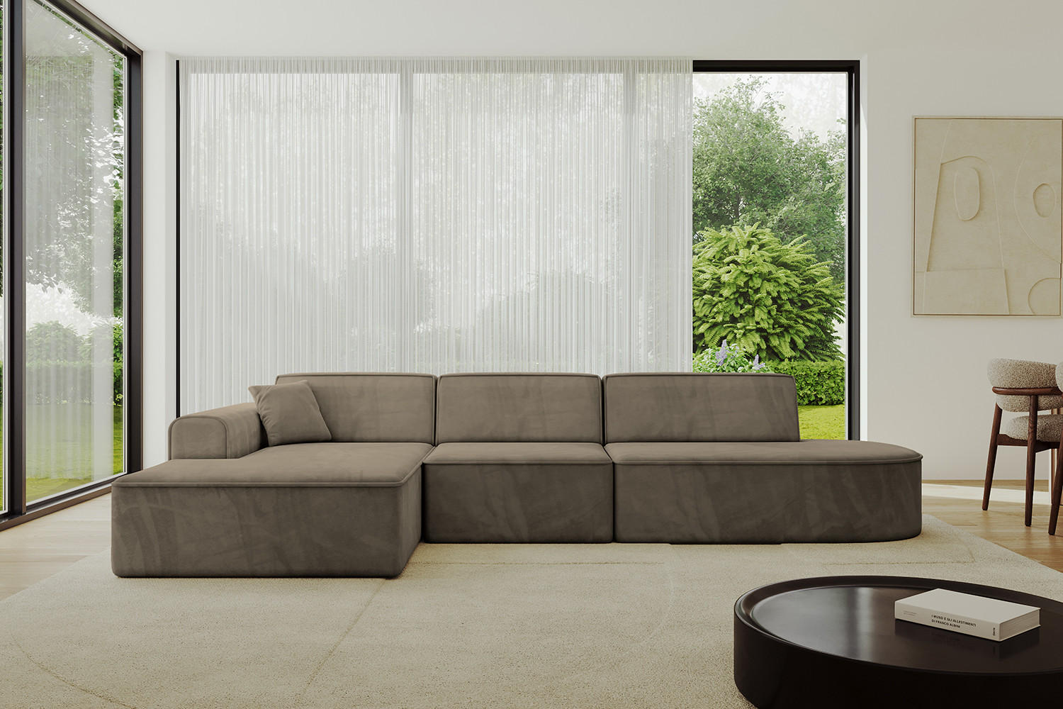 ECKSOFA Ottomane Links IREA-L2-v3 - 328x171x79 cm Braun - Braun, Holzwerkstoff/Textil (328/171cm) - ALTDECOR