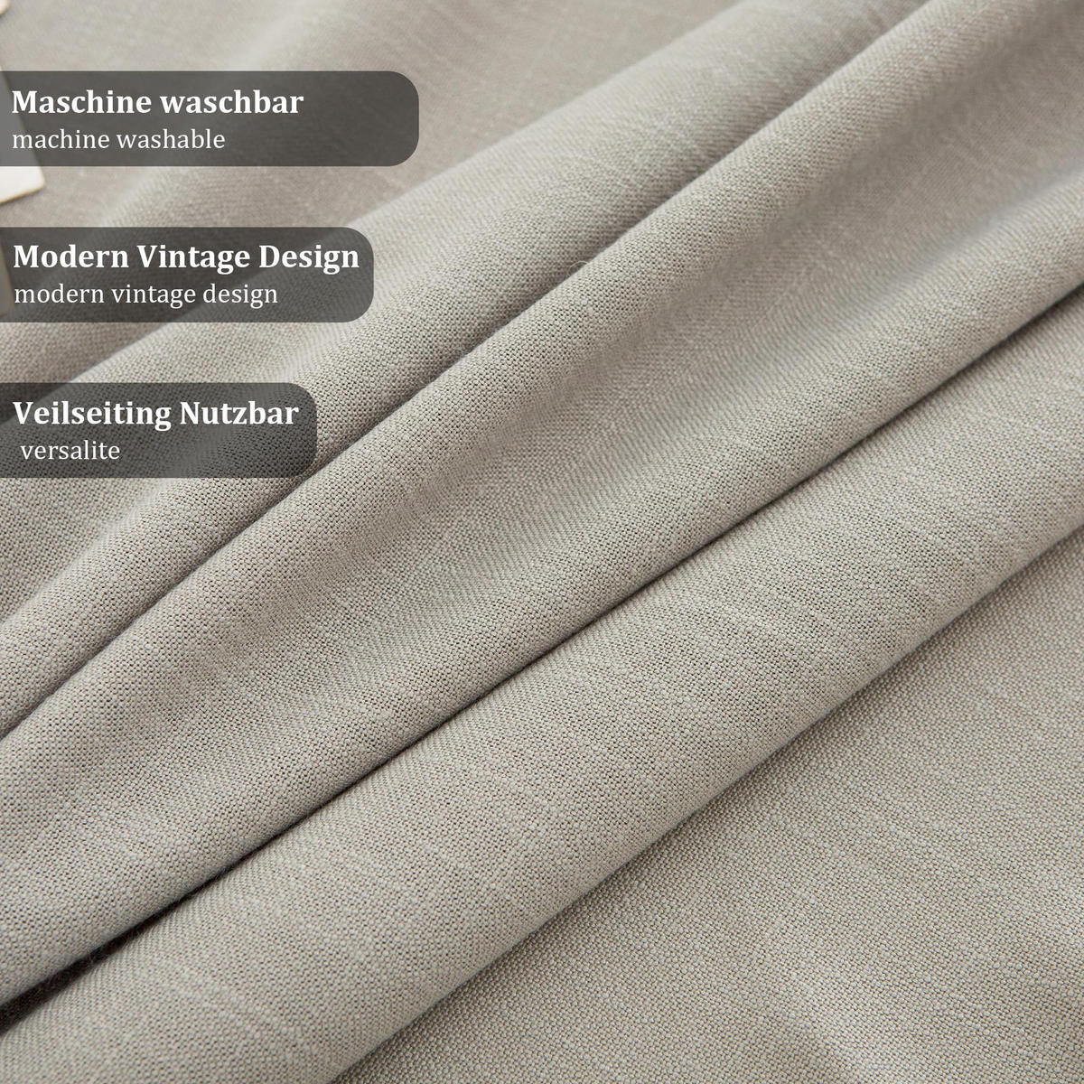 RUNDE Tischdecke Leinenoptik abwaschbar, Lotuseffekt, 140 cm, Grau - Grau, Textil (140/140cm)