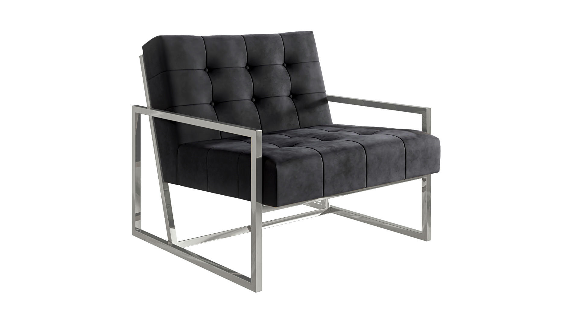 LOUNGESESSEL Duban Schwarz Samtstoff - Silberfarben/Schwarz, Holz/Textil (84/81/89cm) - S-Style Möbel