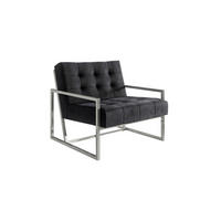 LOUNGESESSEL Duban Schwarz Samtstoff - Silberfarben/Schwarz, Holz/Textil (84/81/89cm) - S-Style Möbel