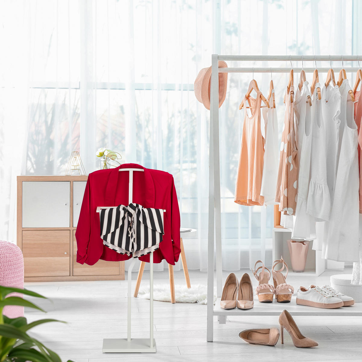 HERRENDIENER - Weiß, Holzwerkstoff/Metall (48/107/20cm) - Relaxdays