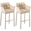 BARHOCKER 2er Set Stoff creme - Edelstahlfarben/Creme, Textil/Metall (64/110/48cm) - CLP