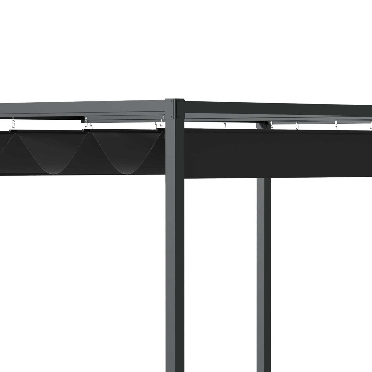 PERGOLA ca. 3 x 2 m als freistehender Gartenpavillon mit verstellbarem Dach, UV-geschützter Sonnenschutz für Terrasse und Garten, Schwarz/Grau - Schwarz, Metall (298/221/213cm)