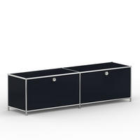 TV Board mit 2 Klappen & Schloss, Breite 152 cm, Graphitschwarz - Chromfarben/Silberfarben, Metall (40/43/152.2cm) - Versee