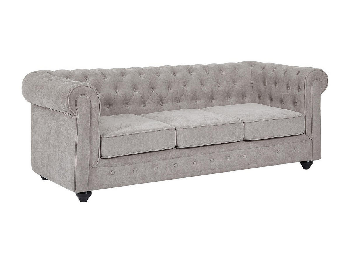SOFA 3-Sitzer & 2-Sitzer & Sessel - Stoff - Grau - CHESTERFIELD - Grau, Textil (88/72/205cm) - Vente-Unique