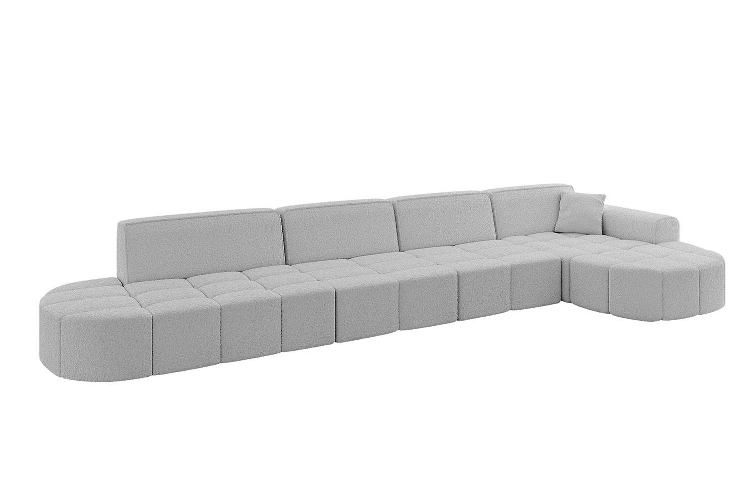 ECKSOFA Ottomane Rechts LIVO-L3 - 422x173x79,5 cm Hellgrau - Hellgrau, Holzwerkstoff/Textil (422/173cm) - ALTDECOR