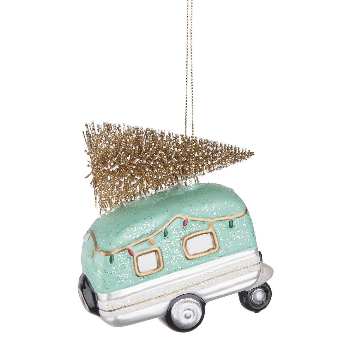 BAUMANHÄNGER Hang On Wohnwagen - Türkis, Glas (10/11/4cm) - Butlers