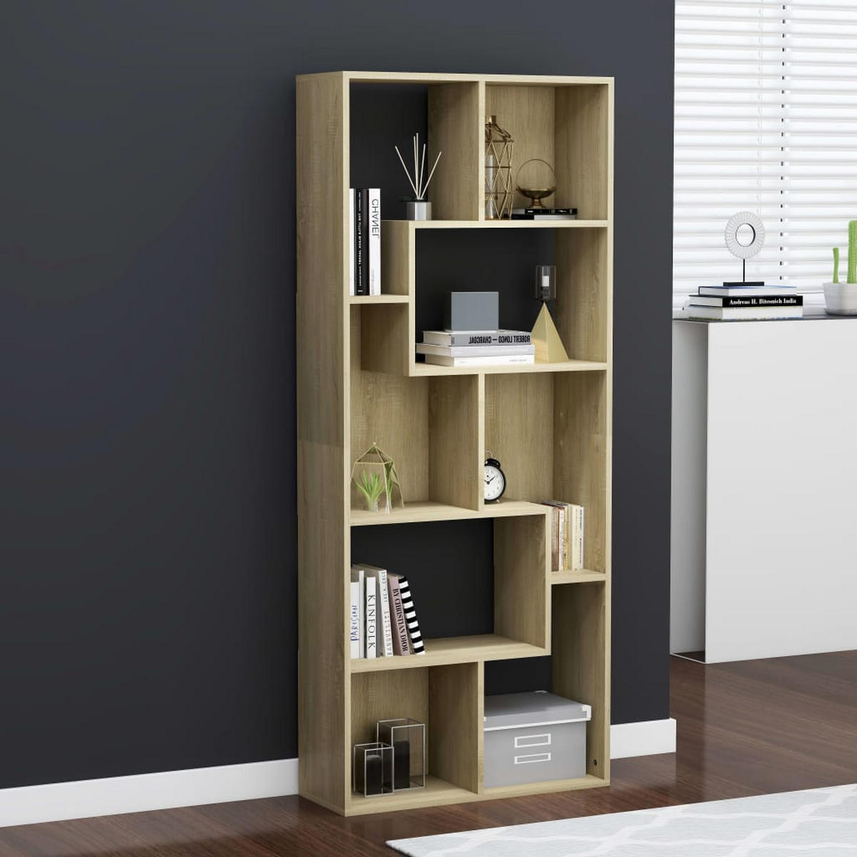 BÜCHERREGAL mit 8 Fächern 67/24/161 cm aus Holzwerkstoff Sonoma-Eiche Dekor - Sonoma Eiche, Holz (67/161/24cm) - vidaXL
