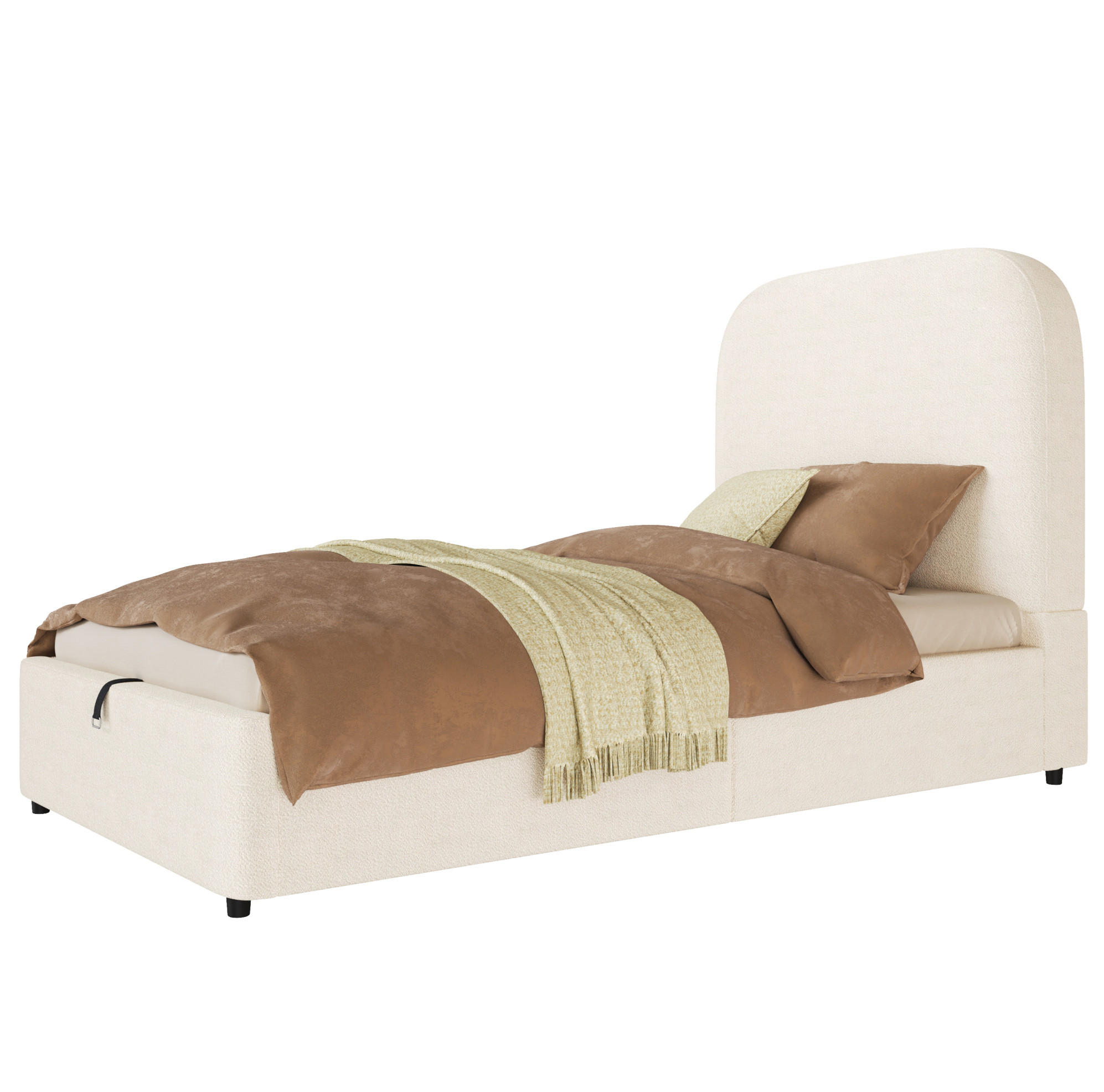 KINDERBETT 90/200 cm aus Bouclé mit hydraulischem Stauraum Beige - Beige, Holzwerkstoff (90/200cm) - Modenvie