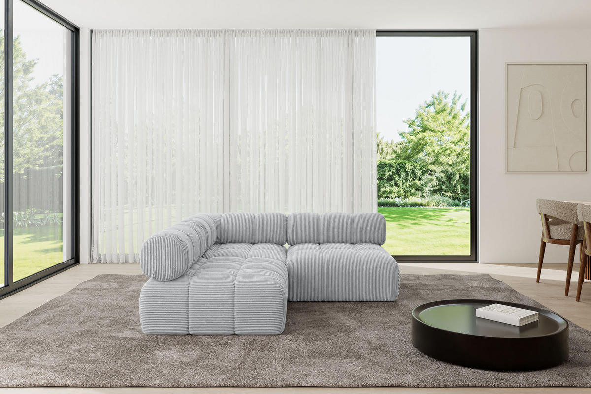 ECKSOFA modulares Sofa Samaro-L1 - 190x190x70 cm Grau Cord - Grau, Holzwerkstoff/Textil (190/190cm) - ALTDECOR