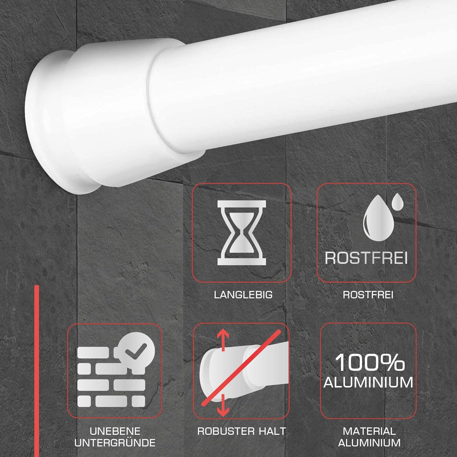 DUSCHSTANGE Neptun 70-120cm Weiß - Weiß, Metall (70cm) - BoMoe