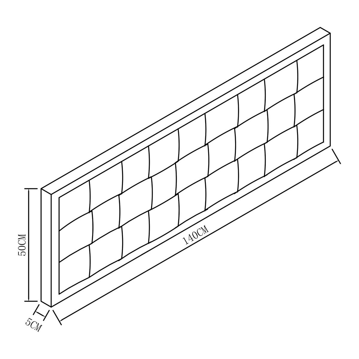 ČELO POSTELE Tervo - zelená barva, kompozitní dřevo/textil (140/50/5cm) - [en.casa]