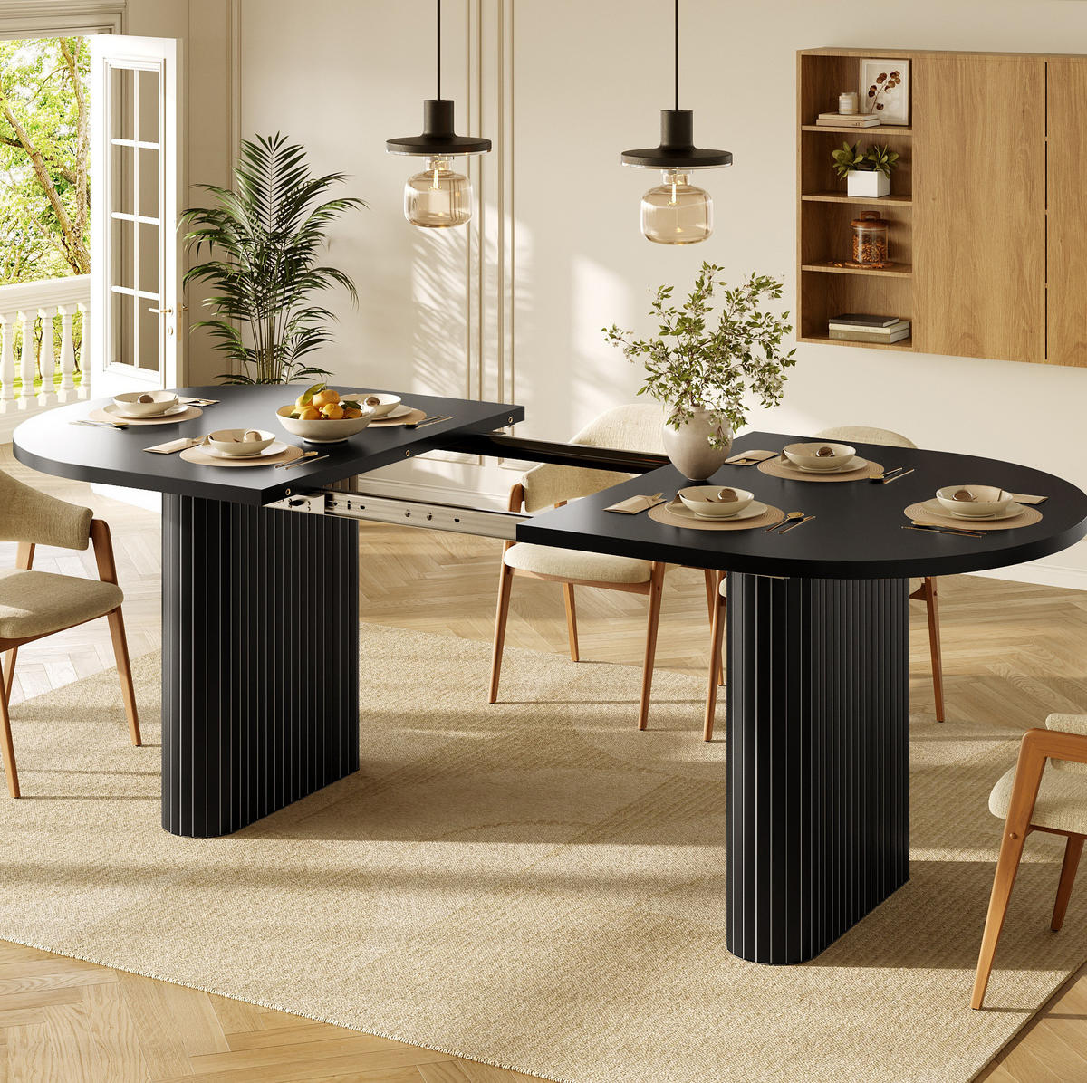 ESSTISCH ausziehbar 120-160 cm Schwarz MDF/Metall - Schwarz, Metall (120/80/75.5cm) - Meubliv