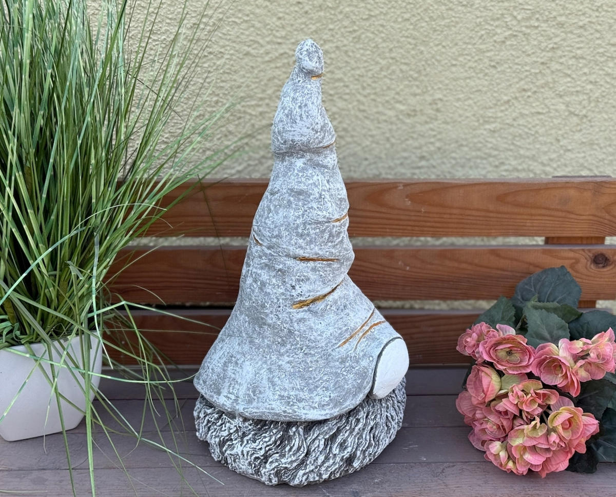 STEINFIGUR Wichtel Egon XL frostfest Steinguss Gartendeko - Grau, Stein (22/41/25cm) - stoneandstyle