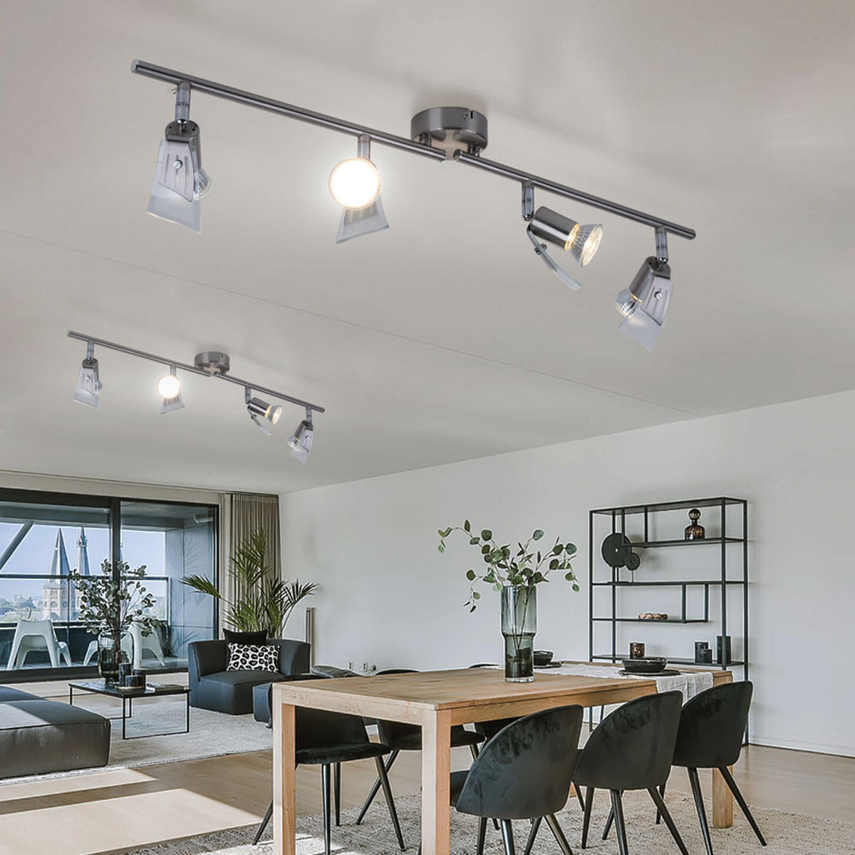 LED DECKENSPOt Nickel Silber - Silberfarben, Glas (71/14/14cm) - Globo Lighting