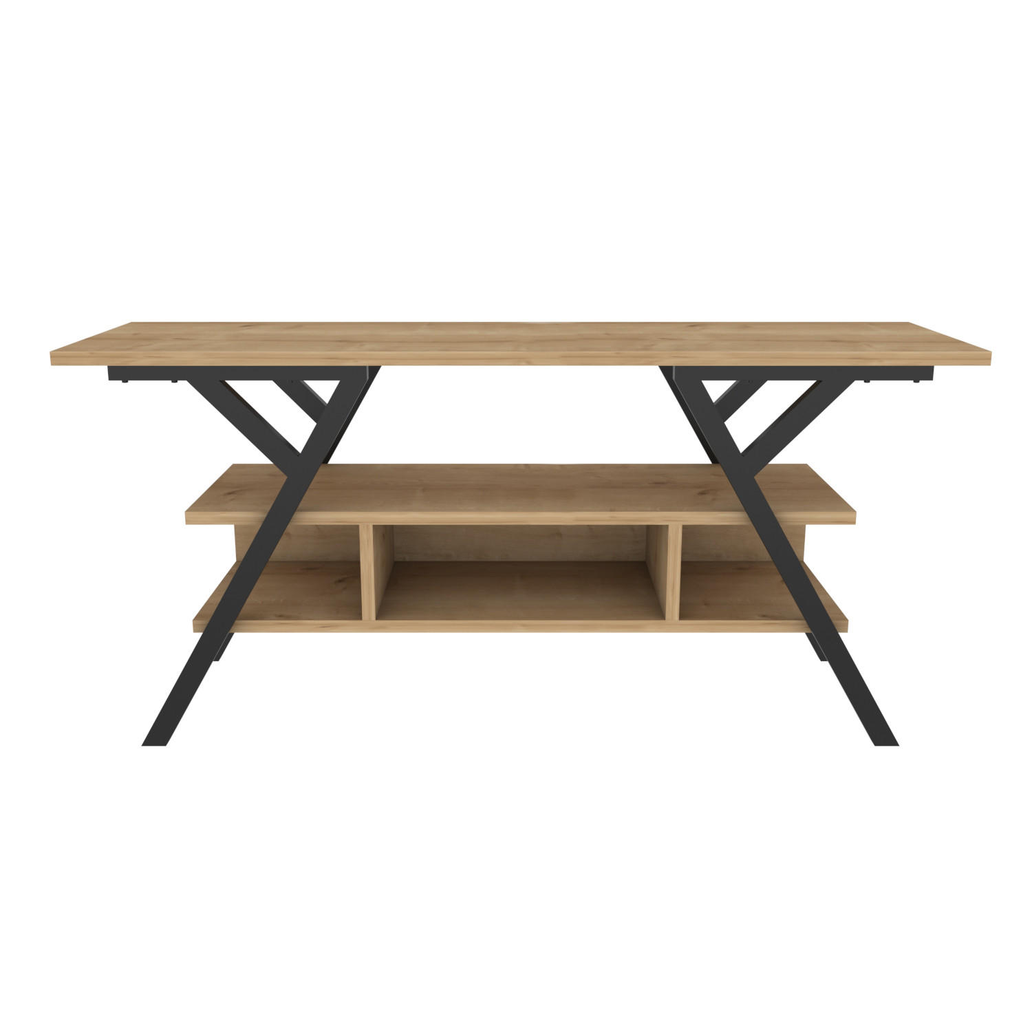 TV Stand Minerva Schwarze Eiche - Eichefarben/Schwarz, Holzwerkstoff (120/55/35cm) - Decorotika