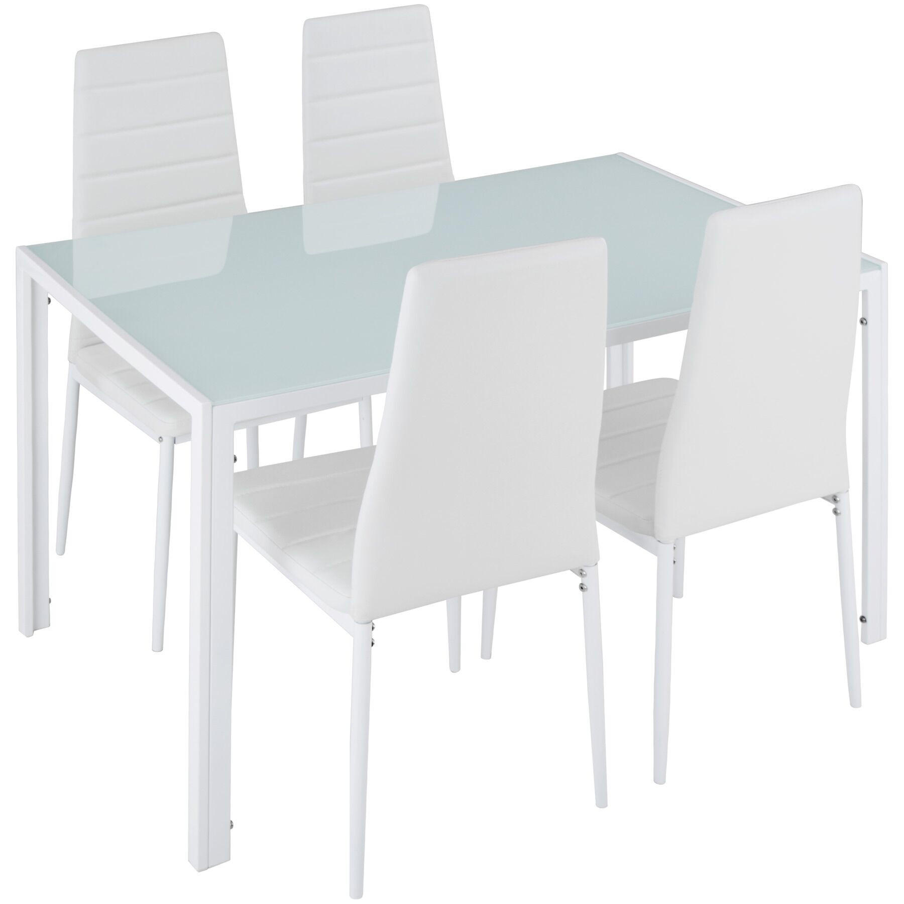 ESSZIMMERGRUPPE 5-teilig Berlin weiß - Weiß, Metall (70/75/120cm) - tectake