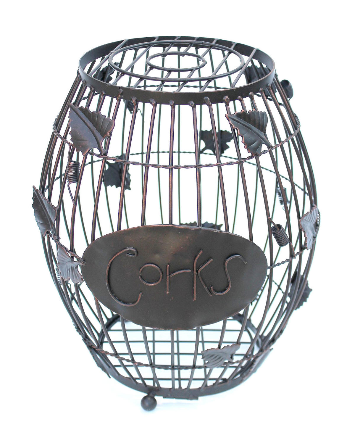 KORKENSAMMLER Weinfass Metall Braun 28/28/37 cm - Braun, Metall (28/37/28cm) - DanDiBo