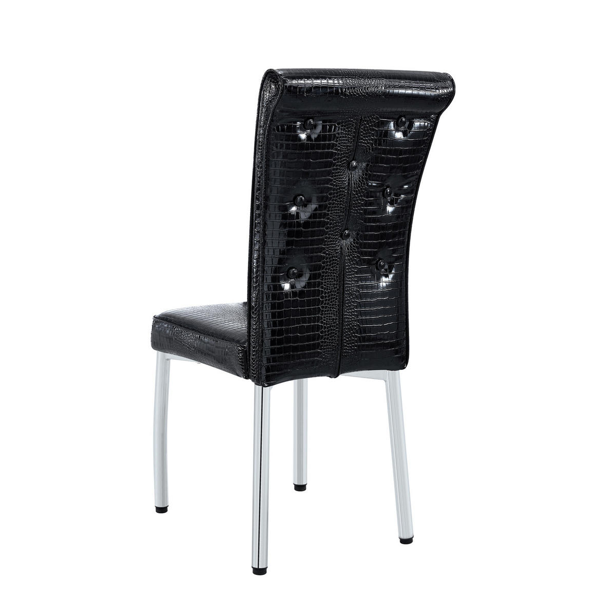 ESSZIMMERSTUHL 2er-Set gepolstert Schwarz PVC mit Metallbeinen - Silberfarben, Metall (42/101/61.8cm) - Meubliv